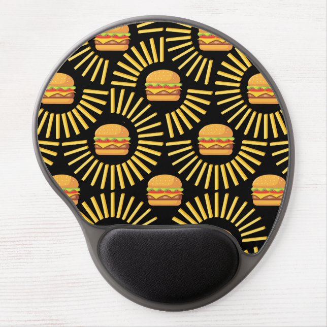 Delicious hamburger with french fries gel mouse pad (Front)