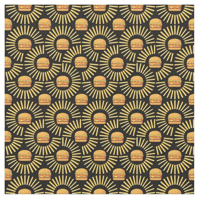 Delicious hamburger with fries fabric (Close Up)