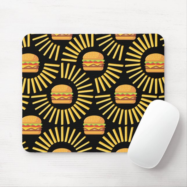 Delicious hamburger with fries mouse pad (With Mouse)