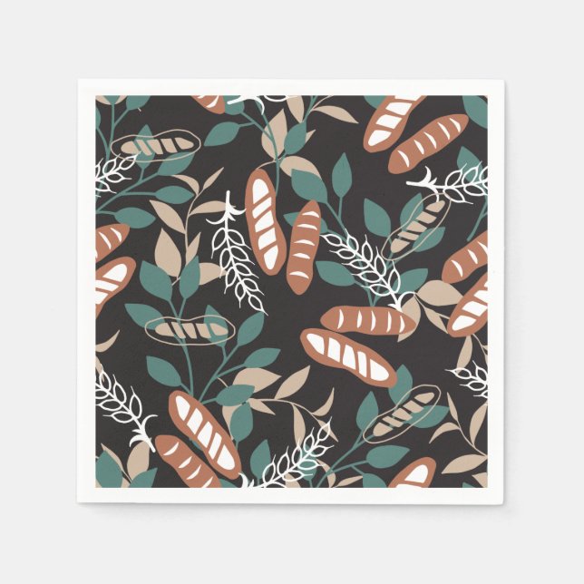  Delicious Homemade Baguette Bread Pattern Napkins (Front)