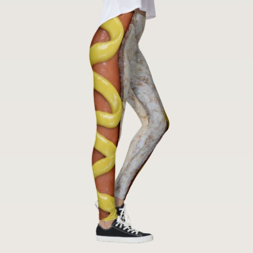 delicious hot dog with mustard photograph leggings