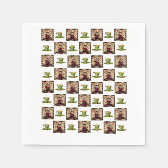 Delicious Hot Fresh Coffee Paper Napkins (Front)