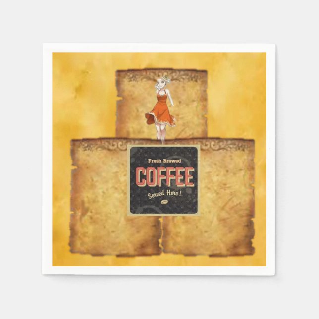 Delicious Hot Fresh Coffee Paper Napkins (Front)