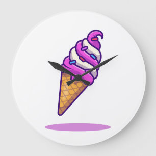 Delicious Ice Cream Cone Treat Large Clock