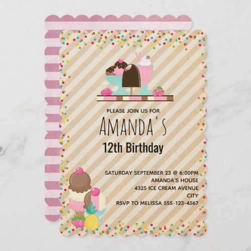 Delicious Ice Cream  Float Sweet Dessert Birthday Invitation