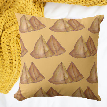 Delicious Indian Food Samosas Fried Samosa Pastry Throw Pillow by rebeccaheartsny at Zazzle
