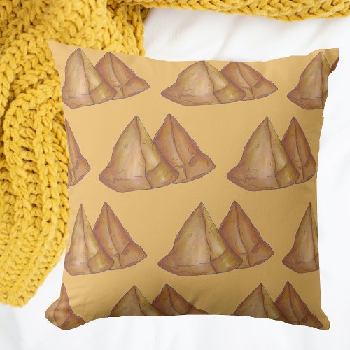 Delicious Indian Food Samosas Fried Samosa Pastry Throw Pillow