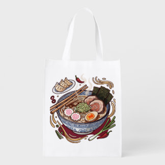 Delicious Japanese Ramen and Gyoza Dumplings. Grocery Bag