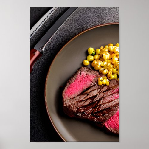 Delicious Juicy Rare Steak Poster