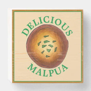Delicious Malpua Indian Pancake Mithai Sweets Wooden Box Sign