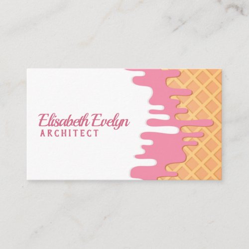 Delicious Melted Strawberry Ice Cream On Summer Business Card