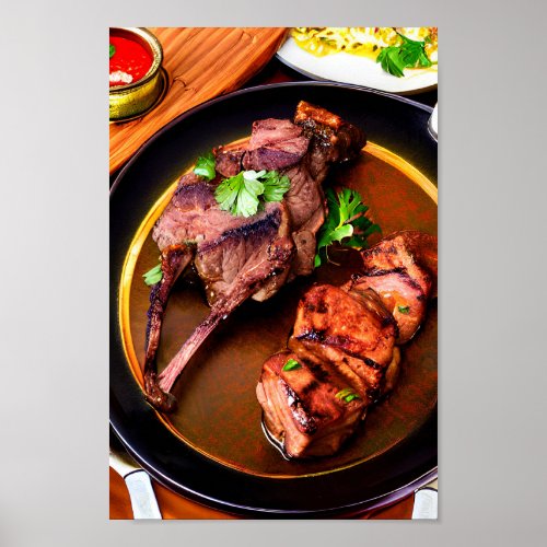 Delicious Middle_Eastern Grill Lamb Steak Poster