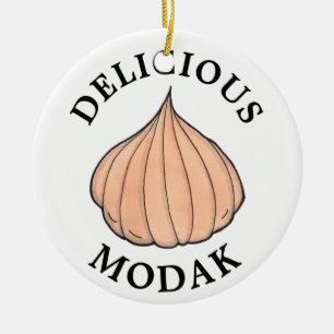 Delicious Modak Coconut Mithai Indian Sweet Ceramic Ornament
