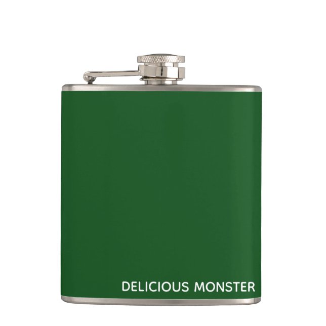 Delicious Monster green color name Flask (Front)
