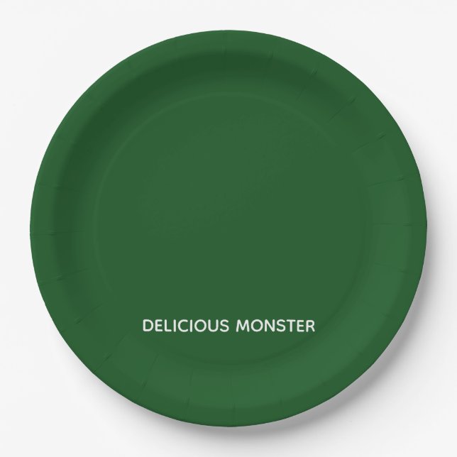 Delicious Monster green color name Paper Plates (Front)