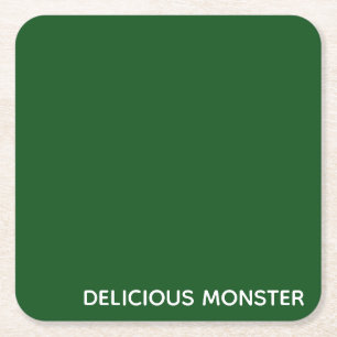 Delicious Monster green color name Square Paper Coaster