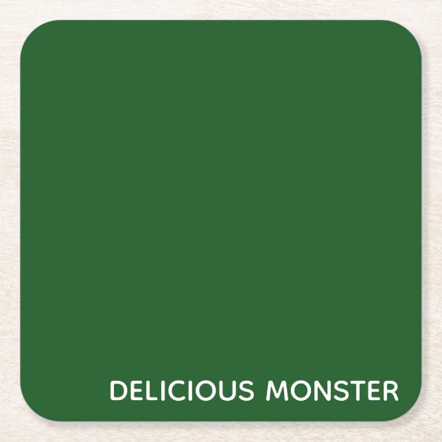 Delicious Monster green color name Square Paper Coaster (Front)