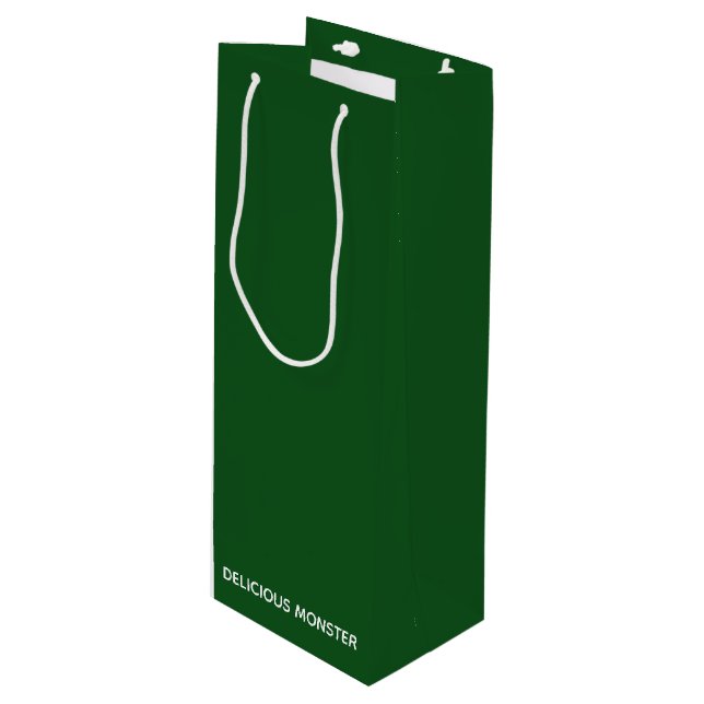 Delicious Monster green color name Wine Gift Bag (Front Angled)