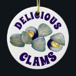 Delicious New England RI Steamed Clams Clambake Ceramic Ornament<br><div class="desc">Design features an original illustration of delicious New England clams in shells. Ideal for anyone who loves a summer clambake, or clam digging day at the beach! This clam design is also available on other products. Lots of additional food print fabrics are also available from this shop. Don't see what...</div>