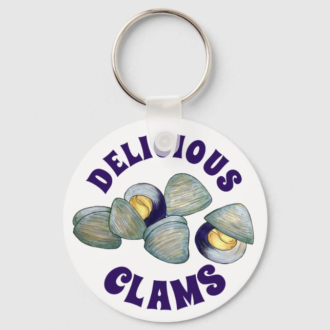 Delicious New England RI Steamed Clams Clambake Keychain (Front)