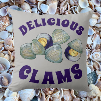 Delicious New England Ri Steamed Clams Clambake Throw Pillow by rebeccaheartsny at Zazzle