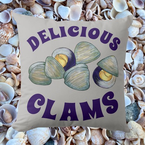 Delicious New England RI Steamed Clams Clambake Throw Pillow