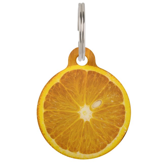 DELICIOUS ORANGE SLICE PET ID TAG (Front)