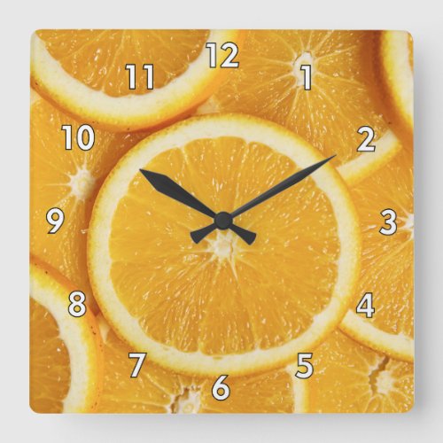 Delicious Orange Slices Square Wall Clock