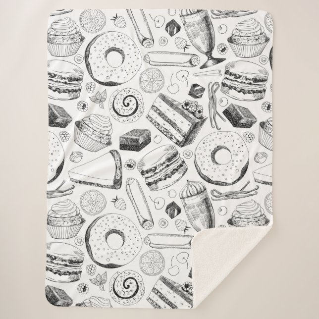 Delicious pattern sherpa blanket (Front)