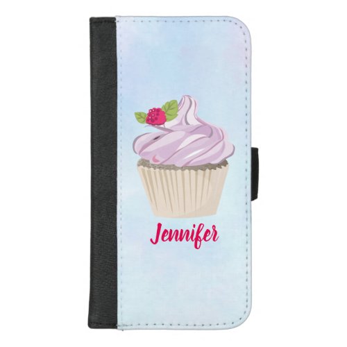 Delicious Pink Cupcake Berry on Top Custom iPhone 87 Plus Wallet Case