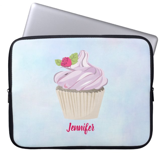 Delicious Pink Cupcake Berry on Top Custom Laptop Sleeve (Front)