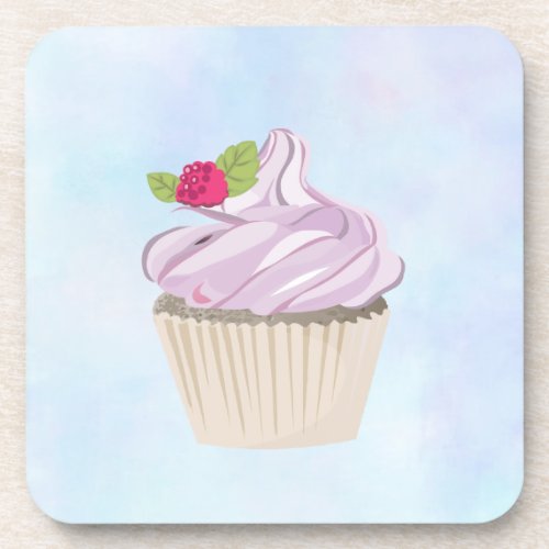 Delicious Pink Cupcake Berry on Top Drink Coaster