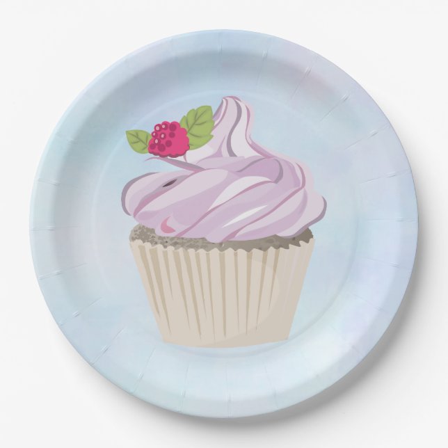 Delicious Pink Cupcake Berry on Top Paper Plates (Front)