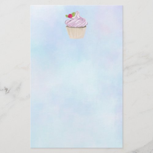 Delicious Pink Cupcake Berry on Top Stationery