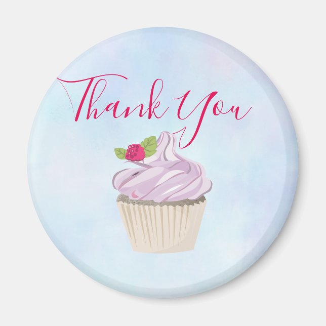 Delicious Pink Cupcake Berry on Top Thank You Magnet (Front)