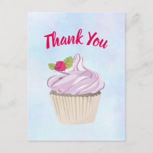 Delicious Pink Cupcake Berry on Top Thank You Postcard
