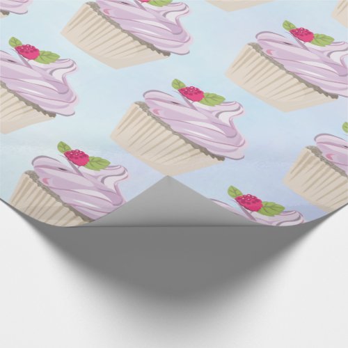 Delicious Pink Cupcake Berry on Top Wrapping Paper