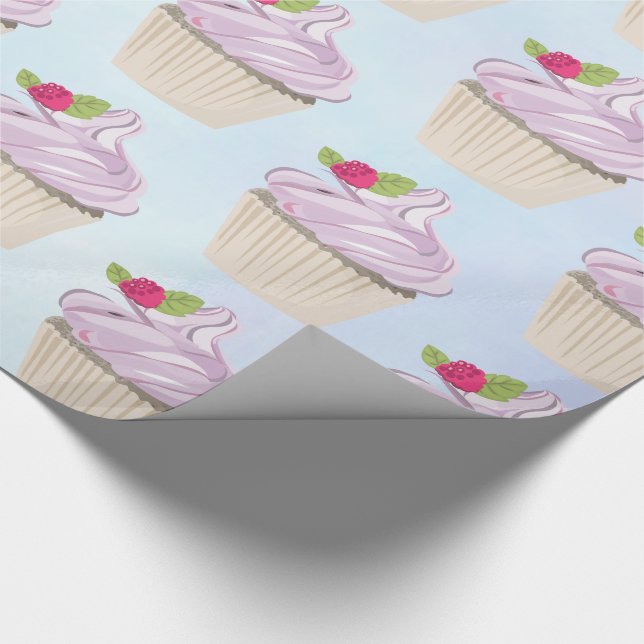 Delicious Pink Cupcake Berry on Top Wrapping Paper (Corner)
