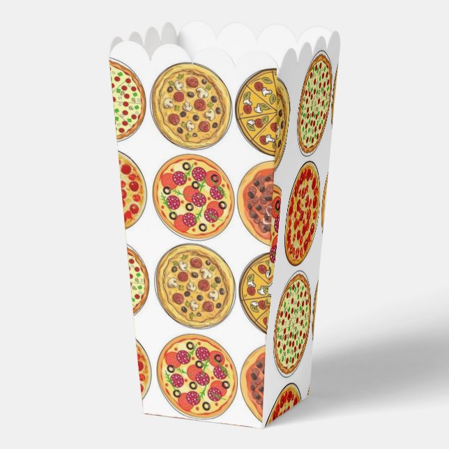 Delicious Pizza Lover's Pattern Popcorn Favor Box (Back)