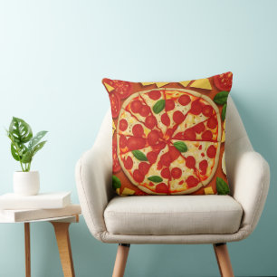 Delicious pizza vegan tomato cheese bright throw pillow