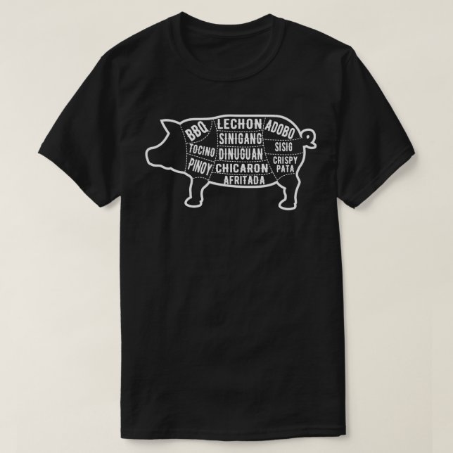 Delicious Pork Cuts Filipino BBQ Diagram  T-Shirt (Design Front)