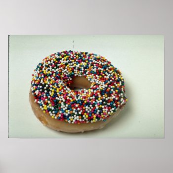 Delicious Rainbow Sprinkle Donut Poster by inspirelove at Zazzle