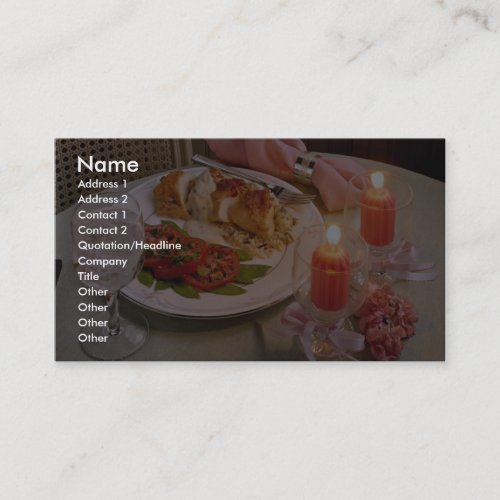 Delicious Romantic candlelight supper Business Card Templates