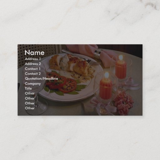 Customizable Delicious Romantic candlelight supper Business Card Templates