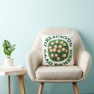 Delicious Saag Paneer Vegetarian Indian Cuisine Throw Pillow