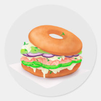 Delicious Salmon Bagel Classic Round Sticker