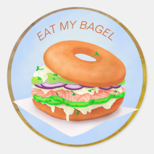 Delicious Salmon Bagel Personalized Classic Round Sticker