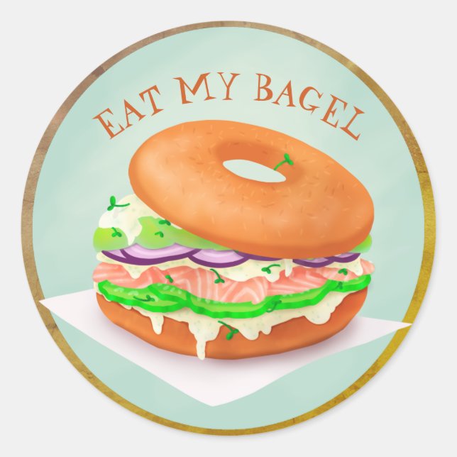 Delicious Salmon Bagel Personalized Classic Round  Sticker (Front)