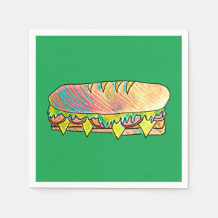 Delicious sandwich sub picnic lunch party napkins