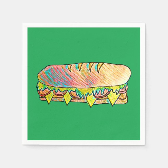 Delicious sandwich sub picnic lunch party napkins (Front)